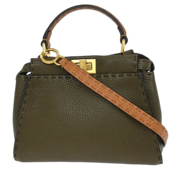 Fendi Brown Leather Peekaboo 2way Handbag 8BN244-E1C-208-10429 186770 - Picture 2 of 10
